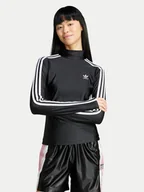 Bluzki damskie - adidas Bluzka adicolor 3-Stripes IZ3200 Czarny Slim Fit - miniaturka - grafika 1