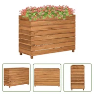 Donice - The Living Store Podwyższona donica 100x40x72 cm drewno tekowe z recyklingu/stal - Podwyższona Donica - miniaturka - grafika 1