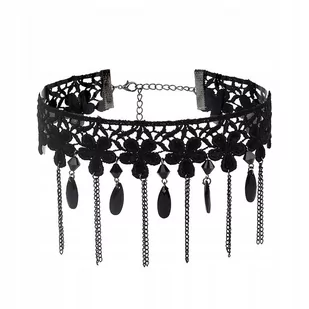 CHOKER Koronkowy Haft Czarny NASZYJNIK Gothic CH08 - Naszyjniki - miniaturka - grafika 1