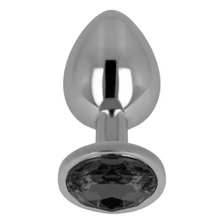 Korki analne - OhMama Anal Plug Metal Black 7cm - grafika 1