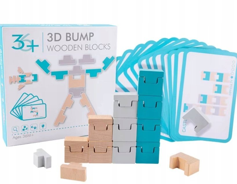 Montesori Drewniane klocki 3D 