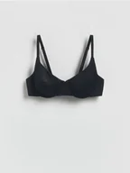 Biustonosze - Reserved - Miękki biustonosz z fiszbinami - czarny - miniaturka - grafika 1