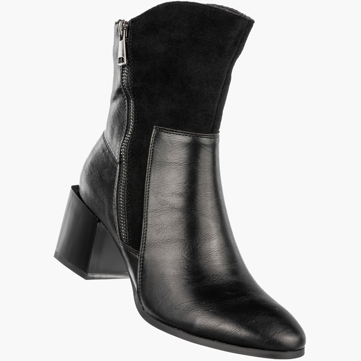 Botki Damskie Ekoskóra Ocieplane Eleganckie Buty Na Klocku Czarne Jezzi ASA217-9 Czarny 38