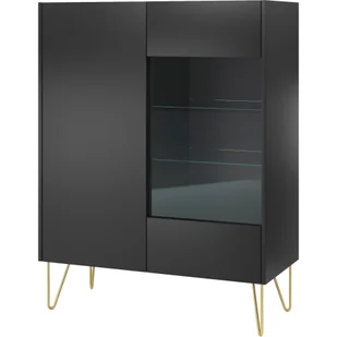 Kredens WT97 Harmony Piaski Meble Czarny Grafit U12007 Struktura Natural Wood, Marmur Black Royal S63052 - Kredensy - miniaturka - grafika 1
