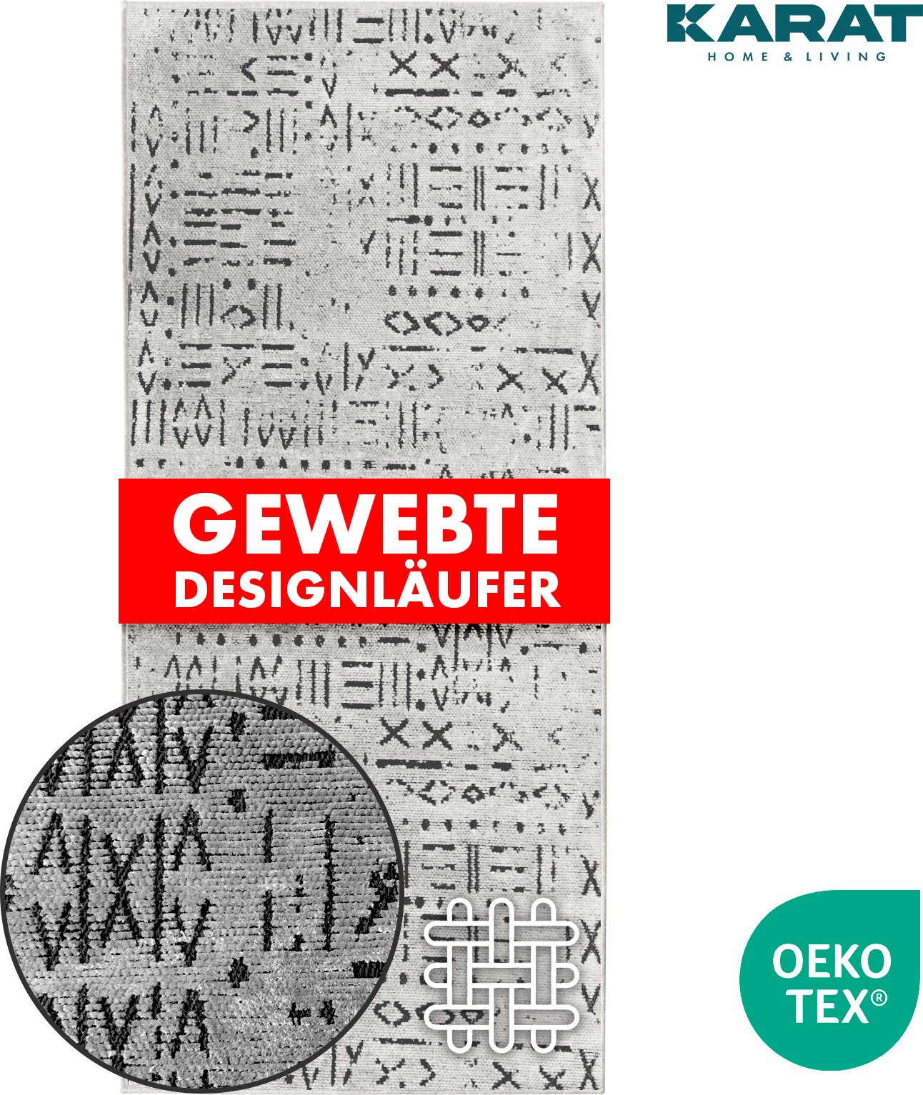Bieżnik dywanowy Vena Wysokiej jakości żakardowy wzór w kolorze kości słoniowej 80 x 350 cm