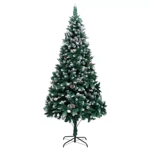 vidaXL Sztuczna choinka z szyszkami i białym śniegiem, 210 cm - Choinki - miniaturka - grafika 1