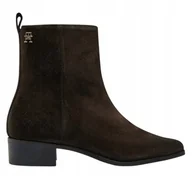 Botki damskie - Botki damskie Tommy Hilfiger Low Cowboy Flat Suede rozmiar 38, brąz - miniaturka - grafika 1