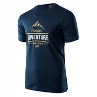 Koszulki męskie - Koszulka Męska HI-TEC LORE z Krókim Rękawem granatowa Adventure XXXL - miniaturka - grafika 1
