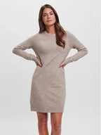 Sukienki - Vero Moda Sukienka dzianinowa 10215523 Beżowy Relaxed Fit - miniaturka - grafika 1