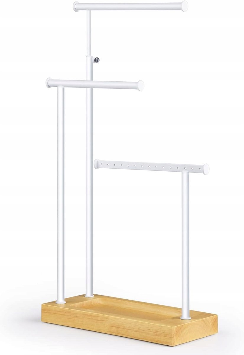 Stojak Na Biżuterie 3 Pręty Obrotowy (51cm) Biały
