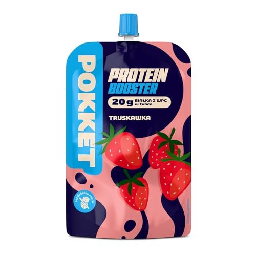 DAWTONA Pokket proteinowy truskawkowy, 20g białka, przekąska białkowa, odżywka, przecier owocowy, niskokaloryczny, bez dodatku cukru, bez konserwantów, wyciskany, intensywny smak owoców, poręczny