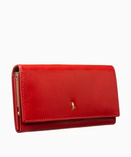 Portfele - PUCCINI Duży klasyczny czerwony portfel damski ze skóry naturalnej na zatrzask - grafika 1