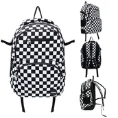 Plecaki szkolne i tornistry - Plecak Szkolny, Square It!, Dwukomorowy, Kratka, Biało - Czarny - miniaturka - grafika 1