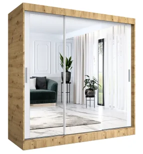 Szafa przesuwna z lustrem dąb artisan + biały 200 cm G6-F43 - Szafy Szafa przesuwna z lustrem dąb artisan + biały 200 cm G6-F43 - Szafy - miniaturka - grafika 1