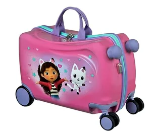 Undercover - Gabby's Dollhouse Ride-on Trolley – bagaż dziecięcy do siedzenia na górze, obciążenie do 50 kg, z praktycznymi uchwytami do noszenia, stabilna walizka podróżna, Rosa, Walizka z twardą - Walizki - miniaturka - grafika 1