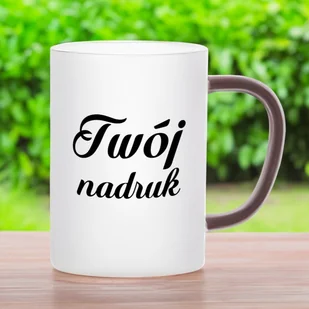 Kubek z mrożonego szkła z brązowym uszkiem z Twoim nadrukiem - Kubki - miniaturka - grafika 1