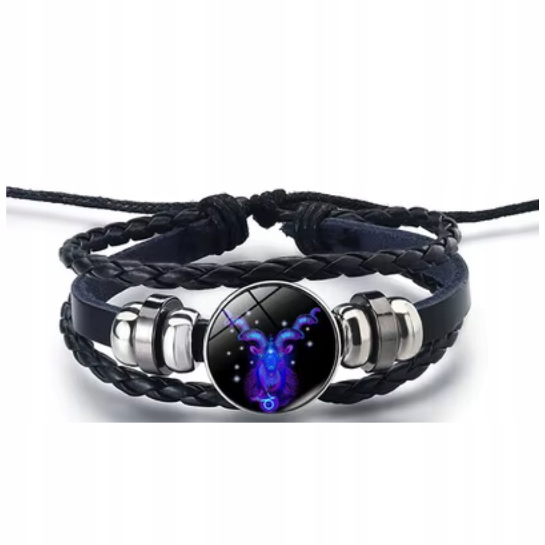 Zodiakalna Bransoletka Koziorożec Pleciona Regulowana Biżuteria Unisex