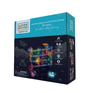 Klocki magnetyczne świecący kulodrom Ball Run Dazzling Lights Pack Intense 100 elementów Cleverclixx - Klocki - miniaturka - grafika 1