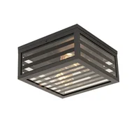 Lampy ogrodowe - QAZQA Nowoczesna zewnętrzna lampa sufitowa czarne szkło 2-punktowe IP44 - Reims - miniaturka - grafika 1