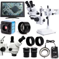 Mikroskopy i lupy - Mikroskop Optyczny Stereoskopowy Techrebal 10HW Regulowane Oświetlenie 56x LED Soczewka 0,5 Kamera T250 Wyświetlacz 10 cali - miniaturka - grafika 1