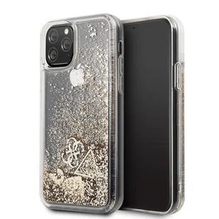 GUESS Guess Liquid Glitter Hearts Etui do iPhone 11 Pro (złoty) GUHCN58GLHFLGO - Szkła hartowane na telefon - miniaturka - grafika 1