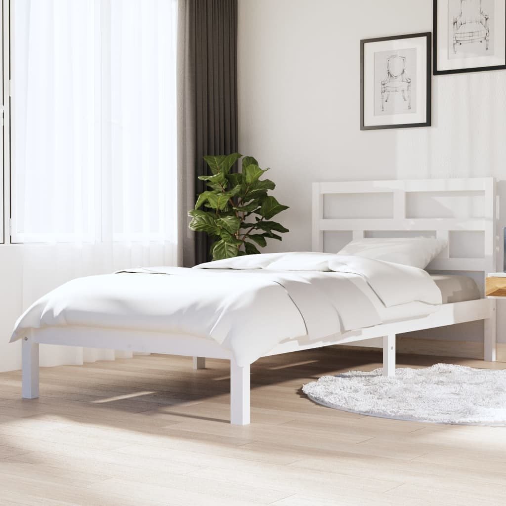 Łóżko z litego drewna sosna biała 90x200 cm