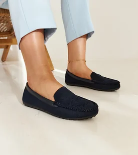 Granatowe materiałowe mokasyny Fiammetta -36 - Mokasyny damskie - miniaturka - grafika 1