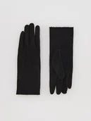 Czapki damskie - Reserved - Rękawiczki z imitacji zamszu - czarny - miniaturka - grafika 1