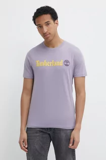 Koszulki męskie - Timberland t-shirt bawełniany męski kolor fioletowy z nadrukiem TB0A5UPQEG71 - grafika 1