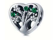 Charmsy - Pandora Valerio.pl Rodowany srebrny charms serce heart drzewo życia cyrkonie srebro 925 BEAD116 BEAD116 - miniaturka - grafika 1