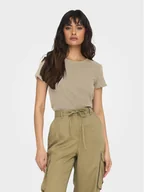 Koszulki i topy damskie - ONLY T-Shirt Carlotta 15256154 Beżowy Tight Fit - miniaturka - grafika 1
