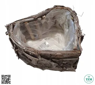 OSŁONKA DREWNIANA SERCE Z KORY NATURALNY SZARY - Donice - miniaturka - grafika 1