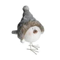 Ozdoby bożonarodzeniowe - Ptaszek ceramiczny na metalowych nogach biało-szary - miniaturka - grafika 1