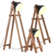 Lampy sufitowe - VidaXL Lampy podłogowe, 3 szt., czarne, E27, lite drewno mango 320593 VidaXL VidaXL - miniaturka - grafika 1