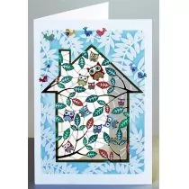 Forever Cards Karnet PM830 wycinany + koperta Dom - sowy - Kartki okolicznościowe i zaproszenia - miniaturka - grafika 1