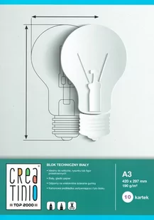 TOP-2000 CREATINIO BLOK TECHNICZNY BIAŁY A3 10K 170G wszystko dla domu i biura! 400079850 - Szkolne artykuły papiernicze - miniaturka - grafika 1