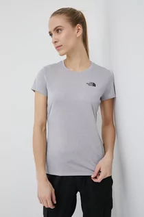 Koszulki sportowe damskie - The North Face t-shirt sportowy Reaxion kolor szary - grafika 1