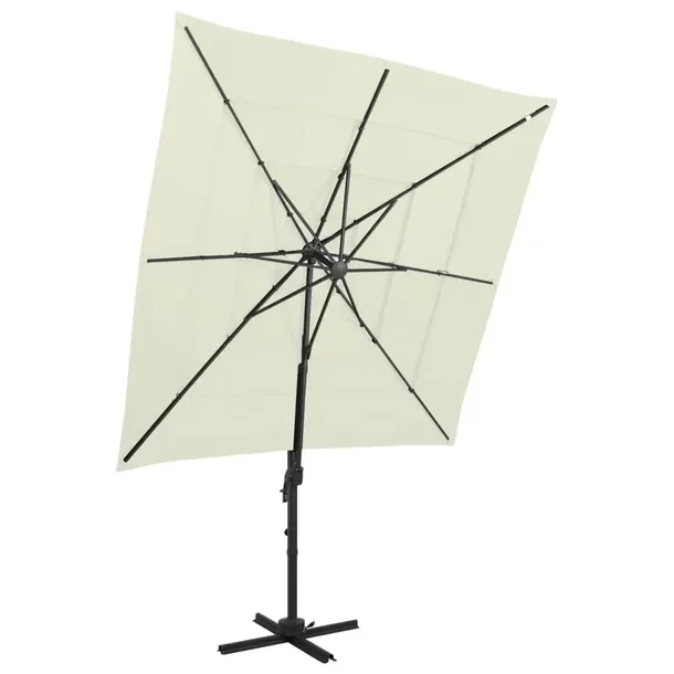 Parasol ogrodowy 4-poziomowy UV+deszcz, 250x250x246 cm, piaskowy