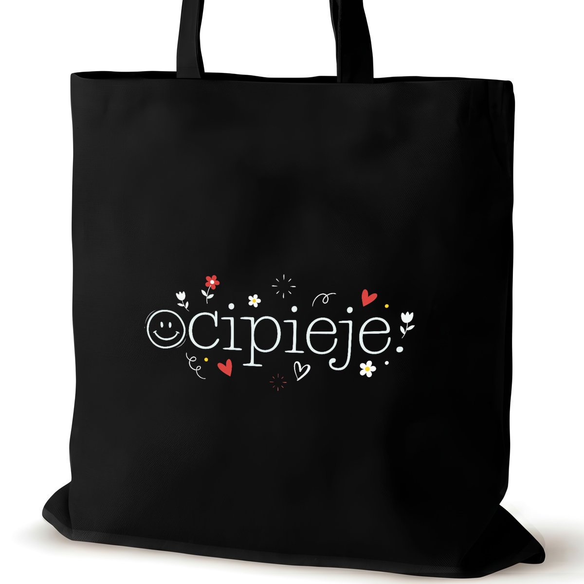 Torba bawełniana czarna dla VIRAL na ramię nadrukiem przyjaciółki