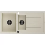 Zlewozmywaki - Mexen Andres zlewozmywak granitowy 1,5-komorowy z ociekaczem 1000 x 500 mm, beżowy, syfon czarny - miniaturka - grafika 1