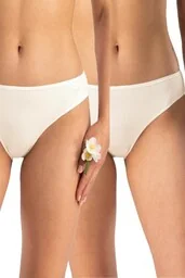 Figi damskie bawełniane (2pack) gładkie ecru z niskim stanem LPR 185 Key - Majtki damskie - miniaturka - grafika 1