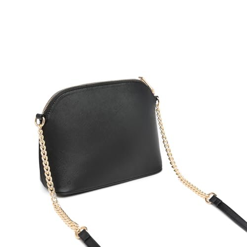 Miss Lulu Damska torba crossbody, elegancka torba na ramię hobo, pasek na ramię z lekkim złotym łańcuszkiem, rozmiar M, Czarny