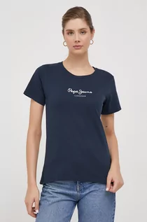 Koszulki sportowe damskie - Pepe Jeans t-shirt bawełniany Wendys damski kolor granatowy - grafika 1