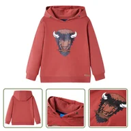 Bluzy dla dziewczynek - Bluza dziecięca z kapturem - palona czerwień - 116 - Bluza Dziewczęca - miniaturka - grafika 1