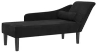 Szezlongi - Czarny aksamitny szezlong z okragłą poduszką L2-P17 - miniaturka - grafika 1