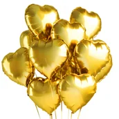 Baby shower i roczek - Balony Foliowe Serca Złote Serce Foliowe Dekoracja Na Chrzest Roczek 10szt - miniaturka - grafika 1