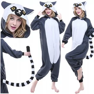 Bielizna nocna - Piżama Kigurumi Kostium Onesie Szary Lemur Przebranie Kombinezon Roz. L - grafika 1