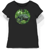 Koszulki i topy damskie - Koszulka damska czarna z motywem zielonego krokodyla w polu L - miniaturka - grafika 1