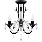 Lampy sufitowe - VidaXL Czarny żyrandol z kryształowymi koralikami secesja 3 x E14 żarówki 241385 - miniaturka - grafika 1