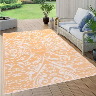 VidaXL Dywan na zewnątrz, pomarańczowo-biały, 80x150 cm, PP! 310460 VidaXL - Dywany zewnętrzne - miniaturka - grafika 1